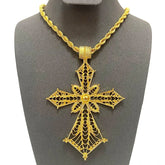 Buy Ethiopian Cross Necklace Twisted Chain – Gold Color African Wedding Party Jewelry Gift for only $4.92 at Flexi Africa!